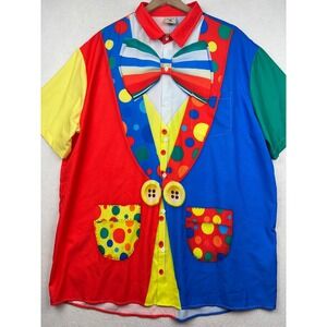Aloha Button Down Mens 3XL Clown Graphic Print Maximalist Novelty
